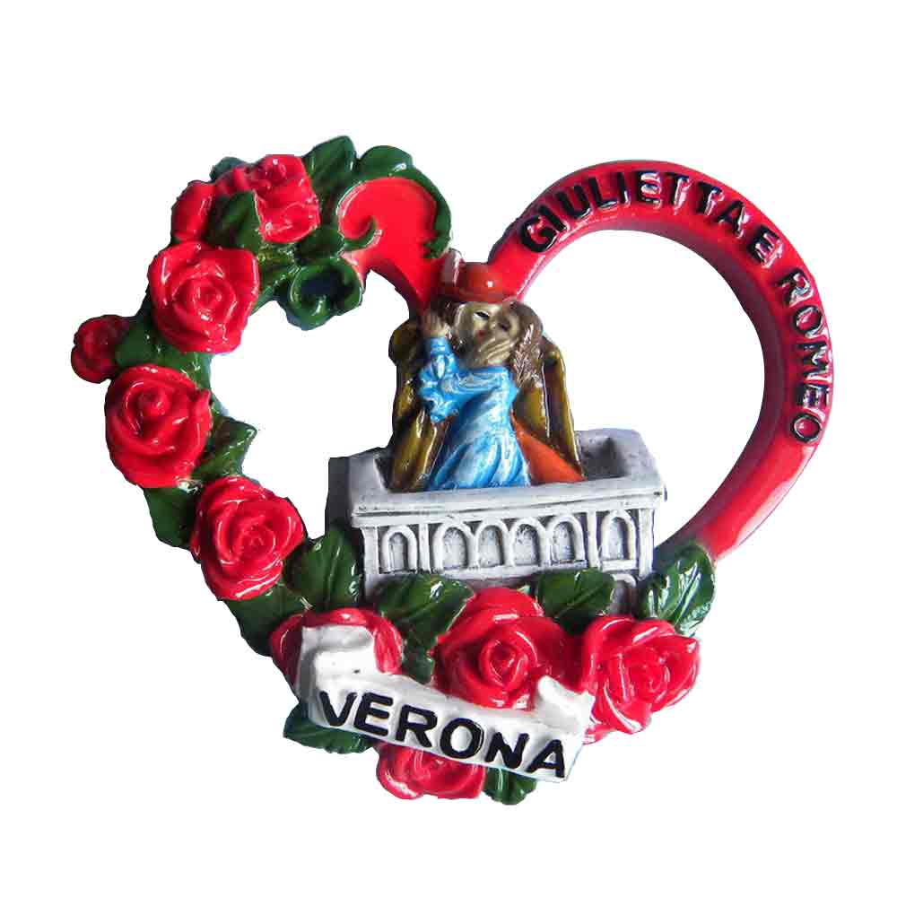 rose heart shape resin Verona fridge magnet for souvenir