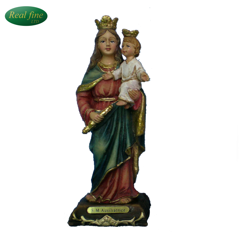 Polyresin 10 Cm Virgin Mary of Ausiliatrice And Jesus Statue