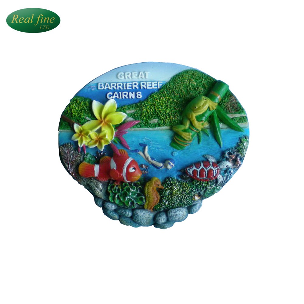 ocean blue 3d design sea view polyresin fridge magnet