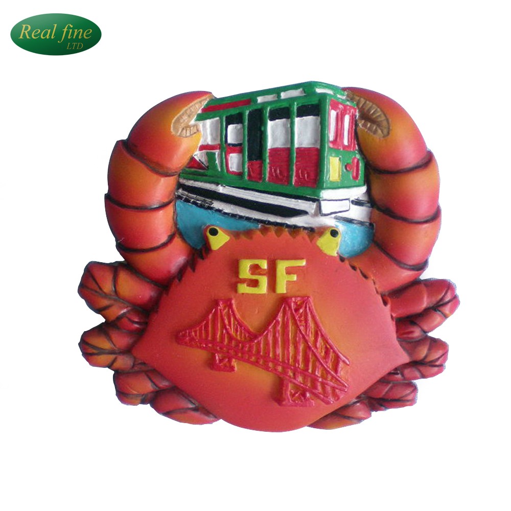 Custom city bridge photo resin crab fridge magnet